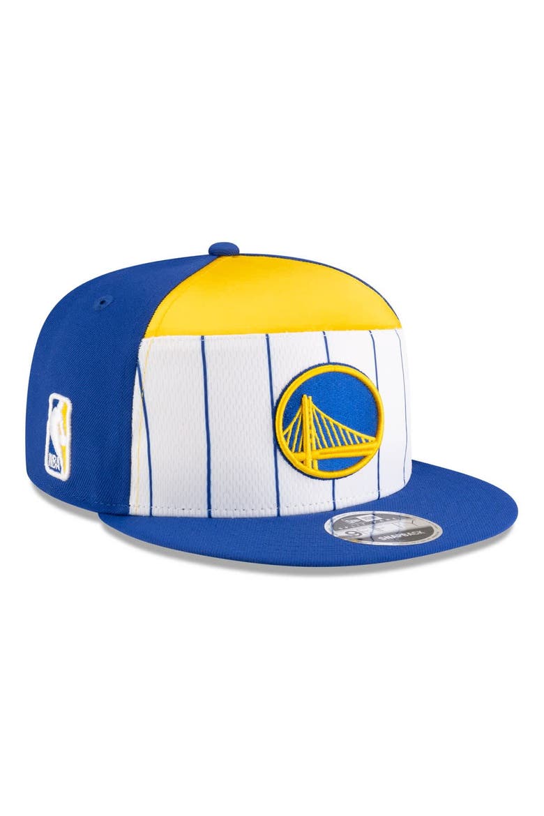 Men's New Era  White/Royal Golden State Warriors 2025 NBA Tip Off Split Panel 9FIFTY Snapback Hat, Main, color, White