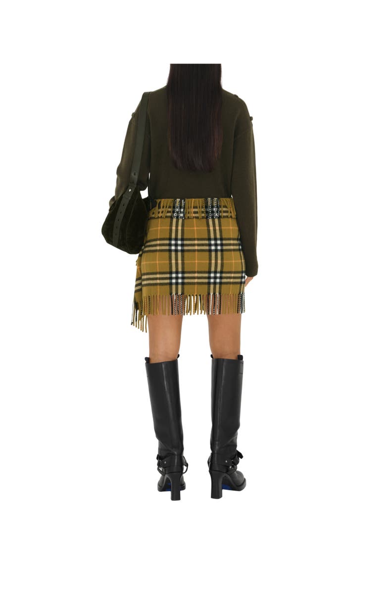 Burberry Check Wool Cashmere Scarf Skirt, Alternate, color, 