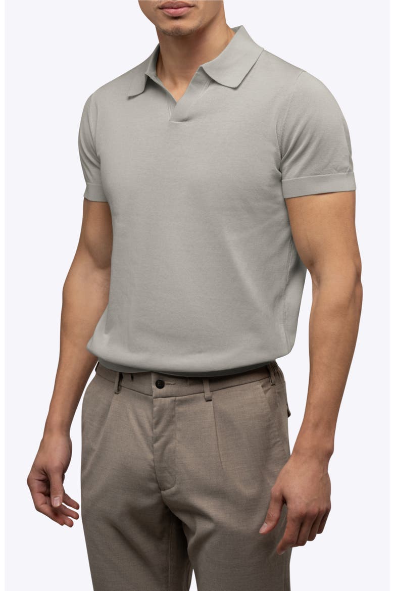 Istanbul Johnny Collar Cotton Bend Polo, Main, color, MOURNING DOVE