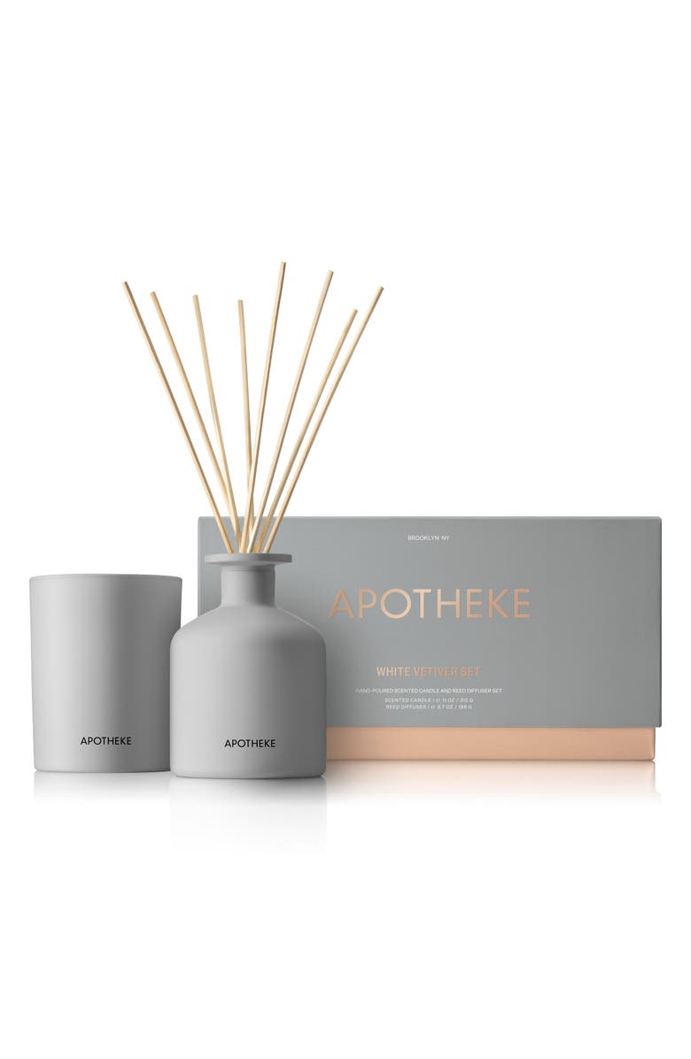 APOTHEKE White Vetiver Diffuser & Candle Set $96 Value, Main, color, 