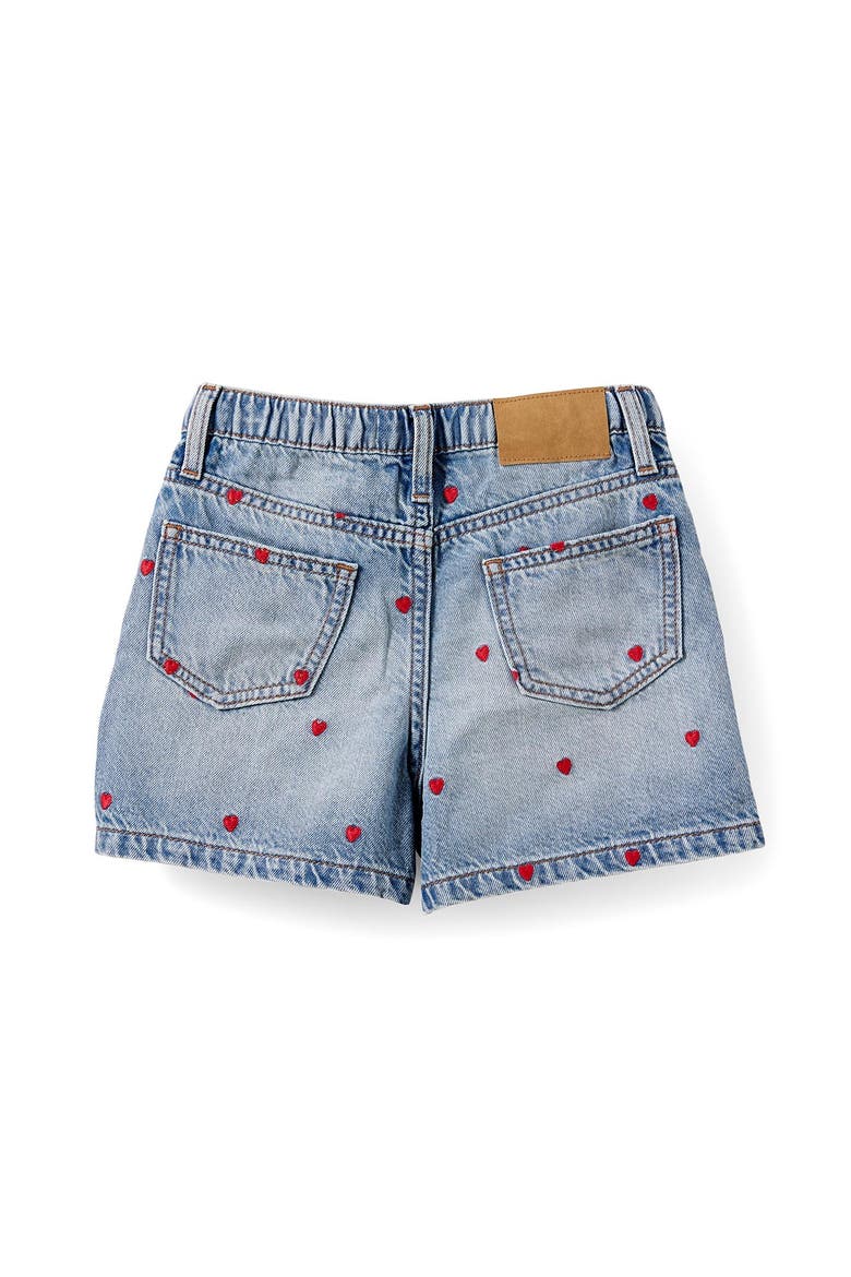 Kid's Snap Front Denim Short, Alternate, color, Airlie Blue Hearts