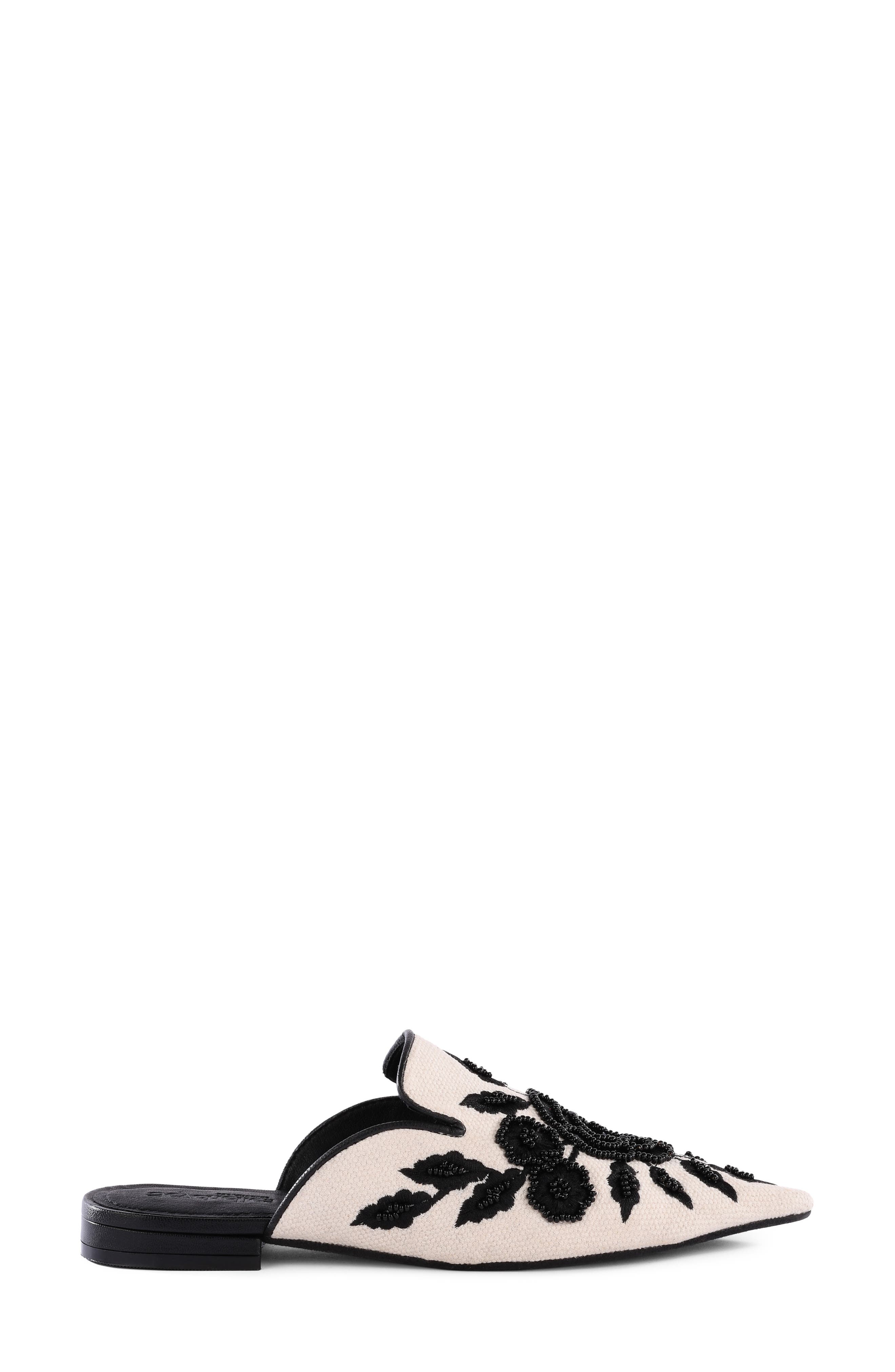 Around the World Pointed Toe Mule, Alternate, color, WHITE/BLACK