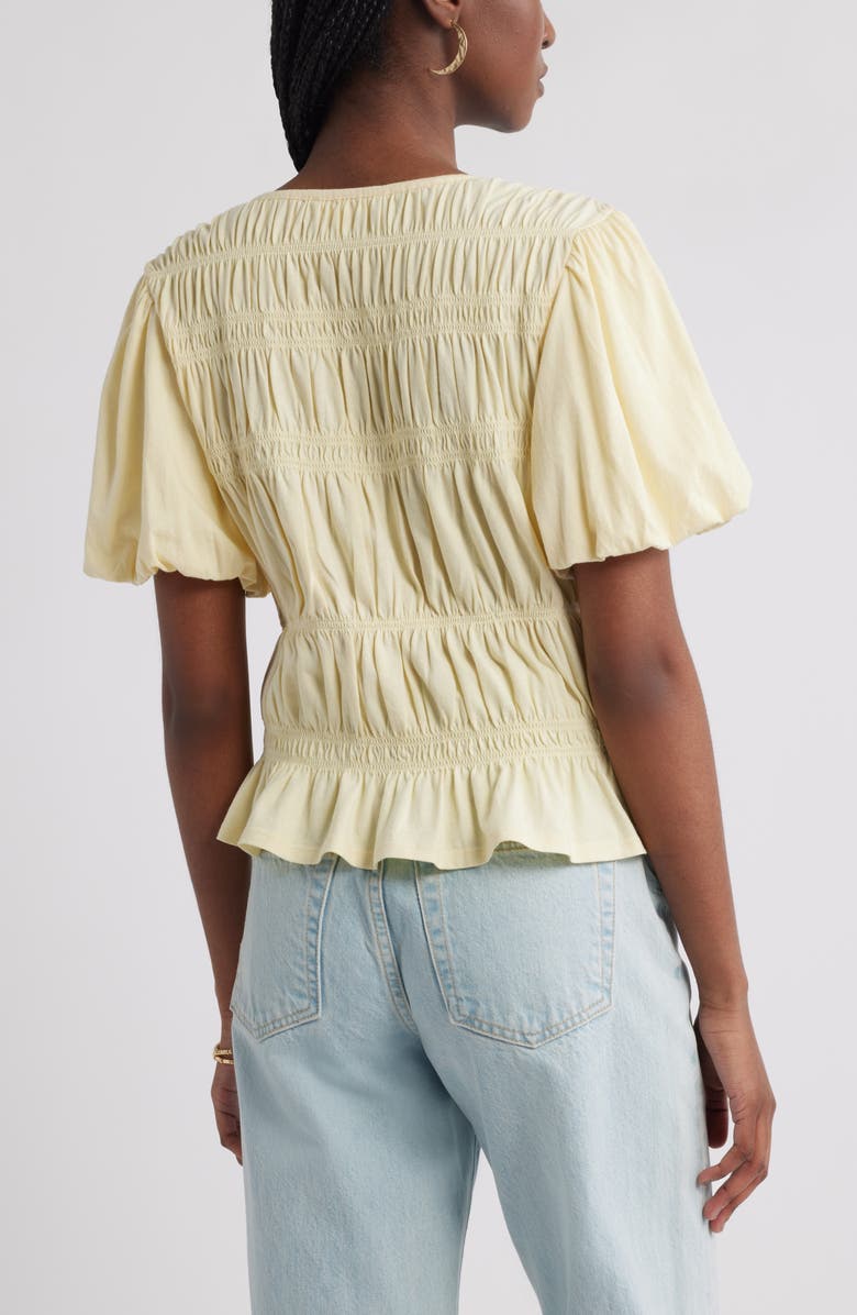 Treasure & Bond Smocked Puff Sleeve Top, Alternate, color, Yellow Clover