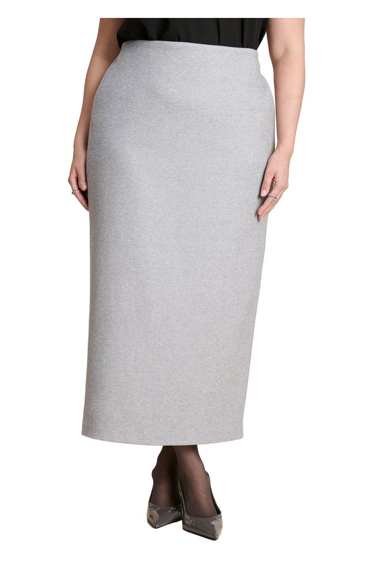 ELOQUII Heathered Column Maxi Skirt, Main, color, Heather Grey