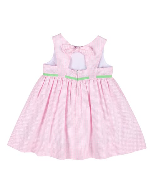 Florence Eiseman Check Seersucker Dress With Flowers In Pink