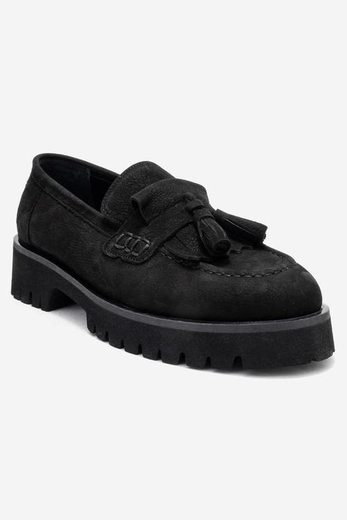 Forever & Always Shoes Poen Leather Tassel Loafer In Black
