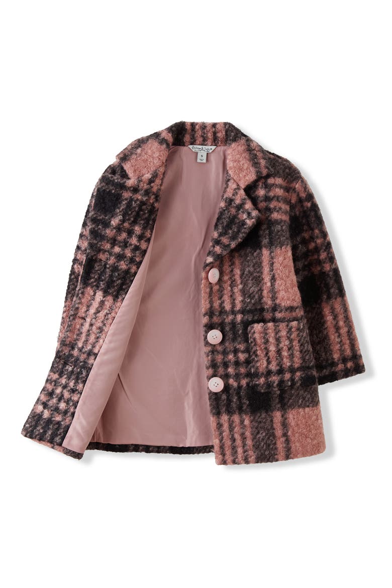 Kids' Nicole Oversized Plaid Coat, Alternate, color, PINK/ BLK