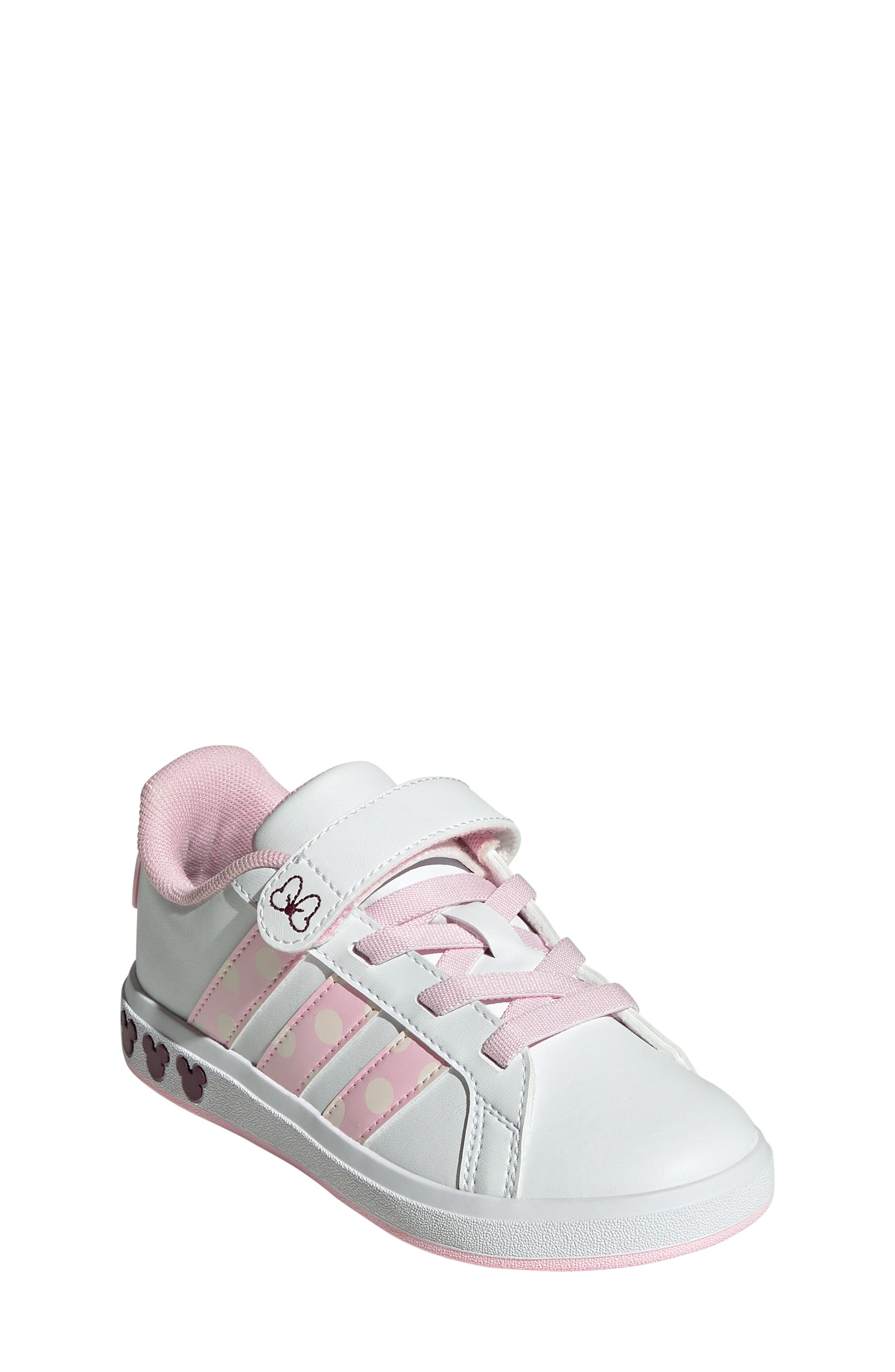 adidas Kids' Grand Court Minnie Mouse Sneaker, Main, color, White/ Clear Pink/ Chalk White