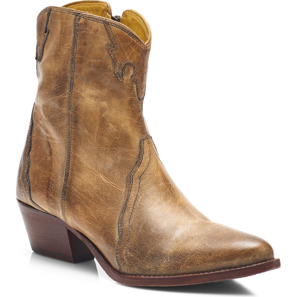 Free People New Frontier Western Bootie In Light Tan Leather