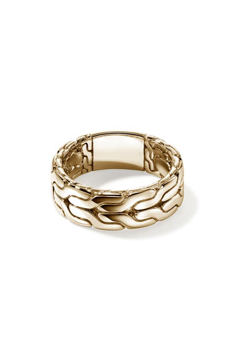 Carved Chain 14K Gold Band Ring