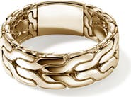 John Hardy Carved Chain 14K Gold Band Ring