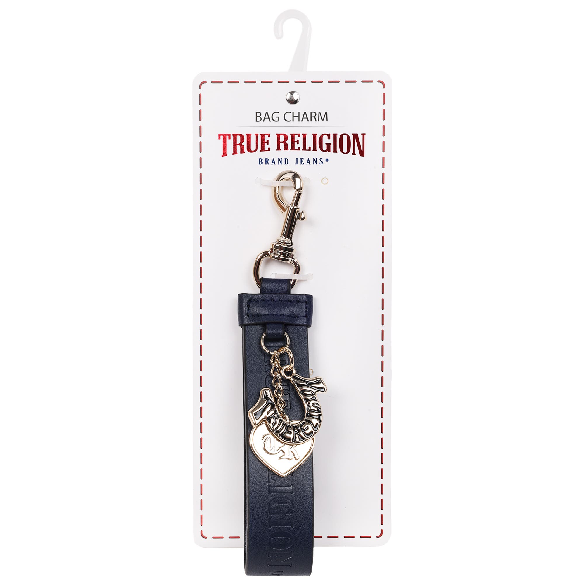 True Religion Bag Charm Keychain, Alternate, color, Navy