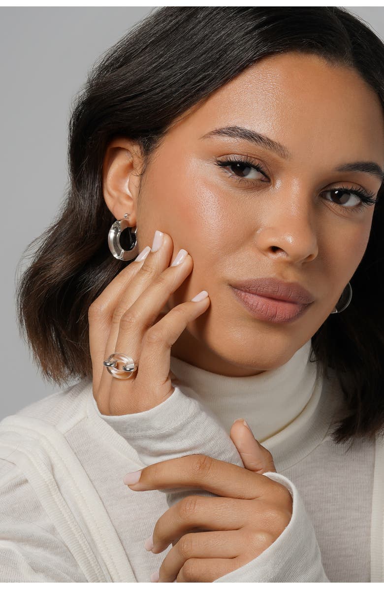 Zynnia Collective Split Hoops, Alternate, color, Silver