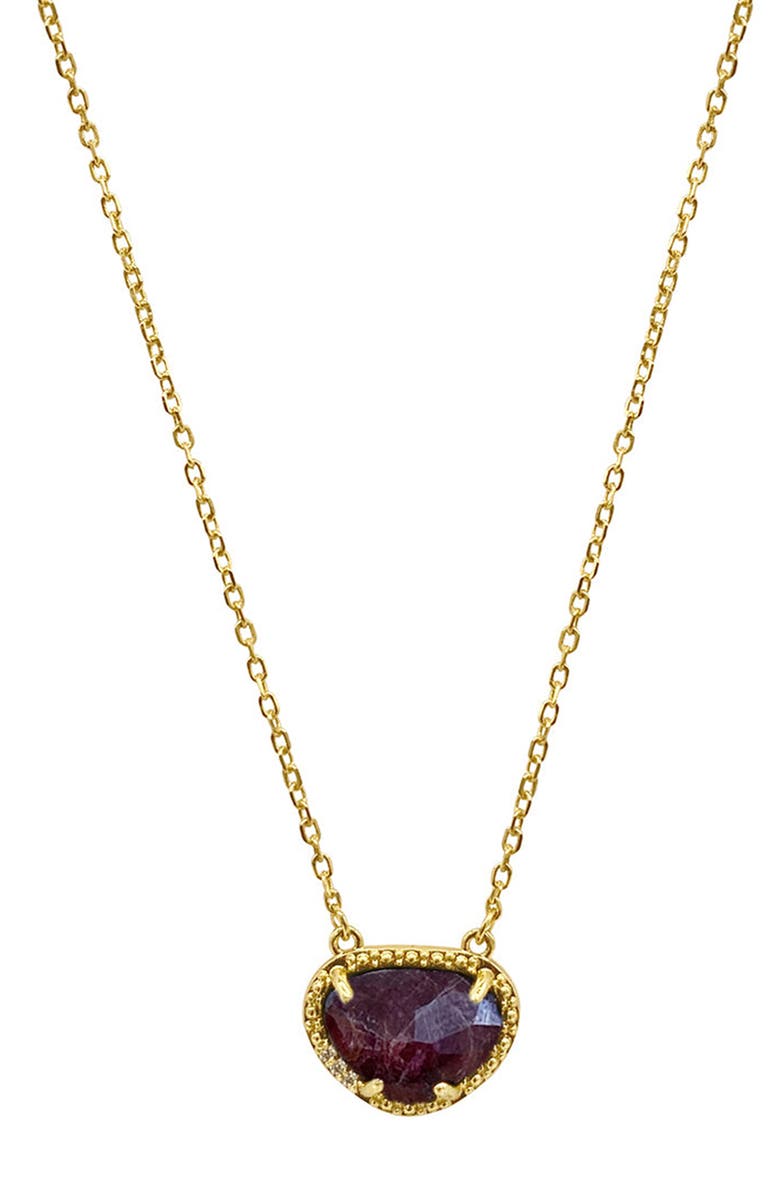 ADORNIA FINE 14K Yellow Gold Plated Sterling Silver Birthstone Pendant Necklace, Main, color, Gold - Garnet - January