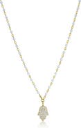 The Lovery Fine Jewelry White Enamel Bead Hamsa Necklace