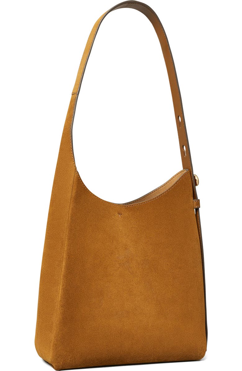 Tory Burch Small Romy Suede Hobo Bag, Alternate, color, Caramel
