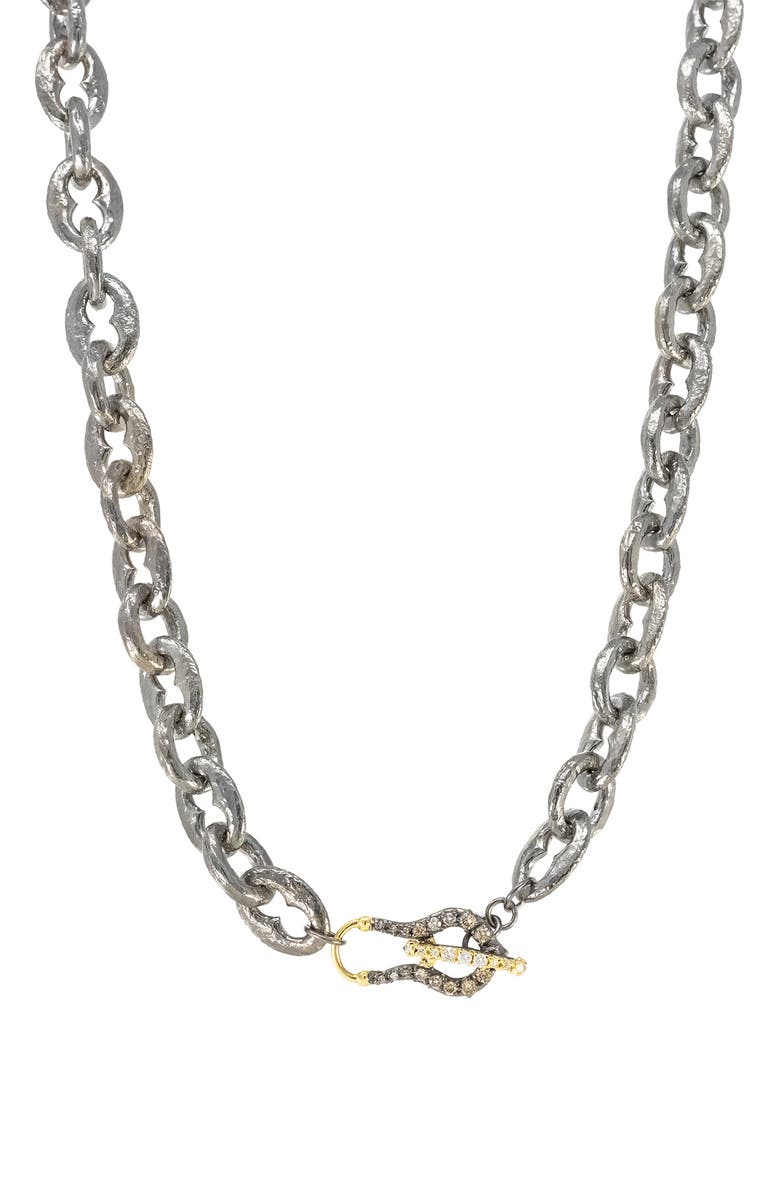 Armenta Pavé Diamond Toggle Link Necklace, Main, color, Silver/ Gold