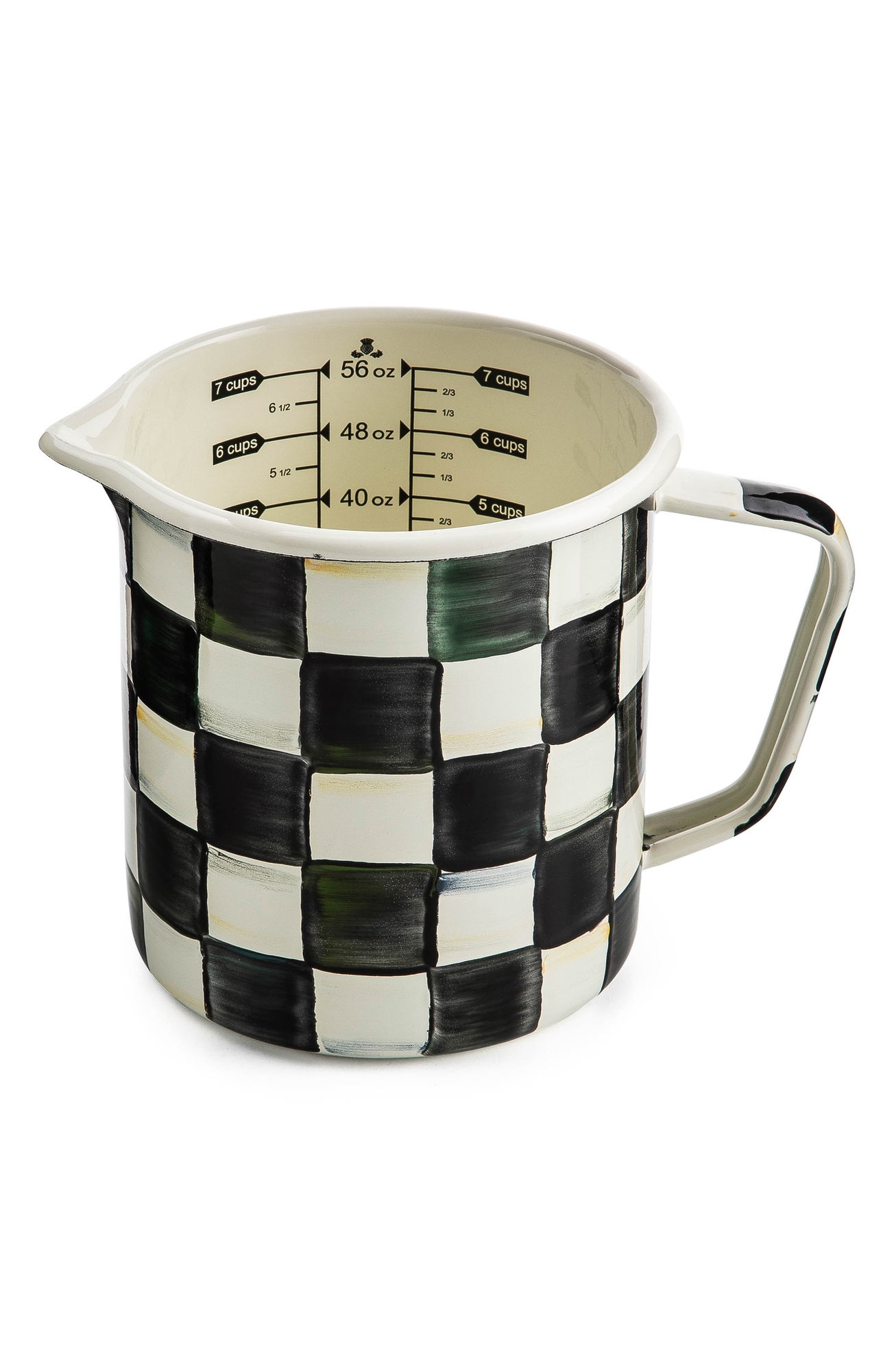 MACKENZIE CHILDS Courtly Check Enameled Steep 7-Cup Measure - Black/ White