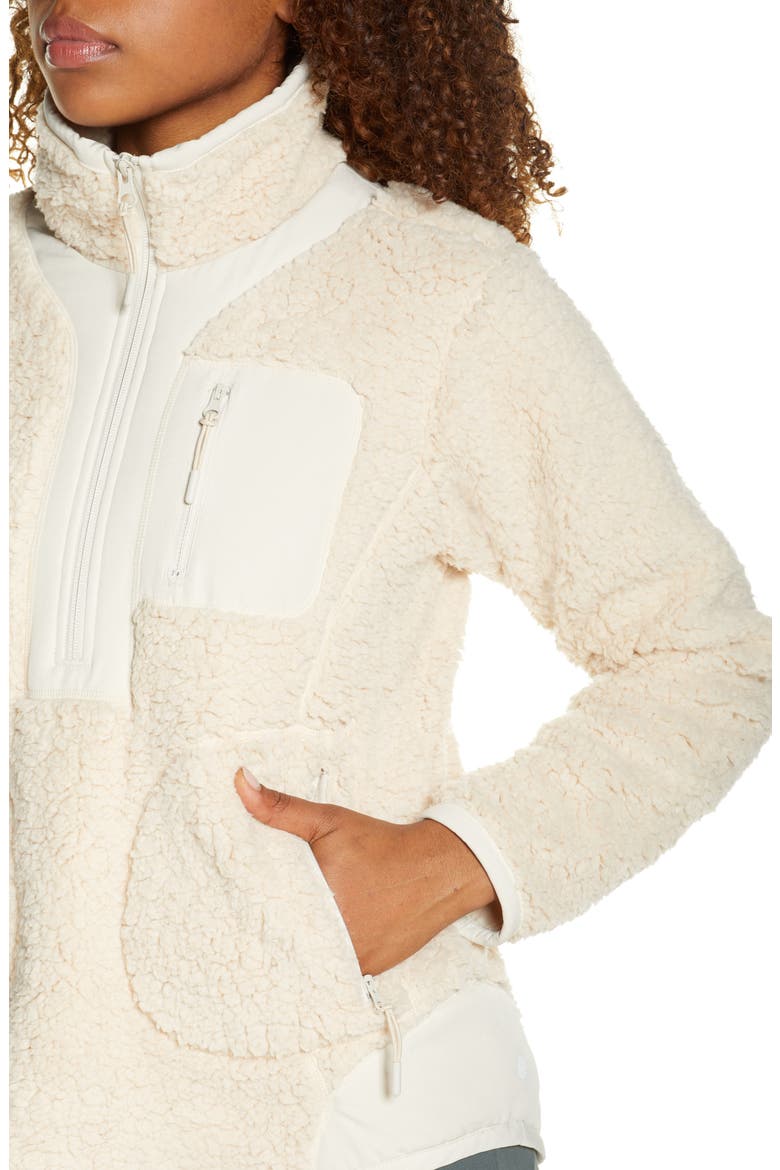 Mix It Up Faux Shearling Half Zip Pullover, Alternate, color, BEIGE RAINY DAY