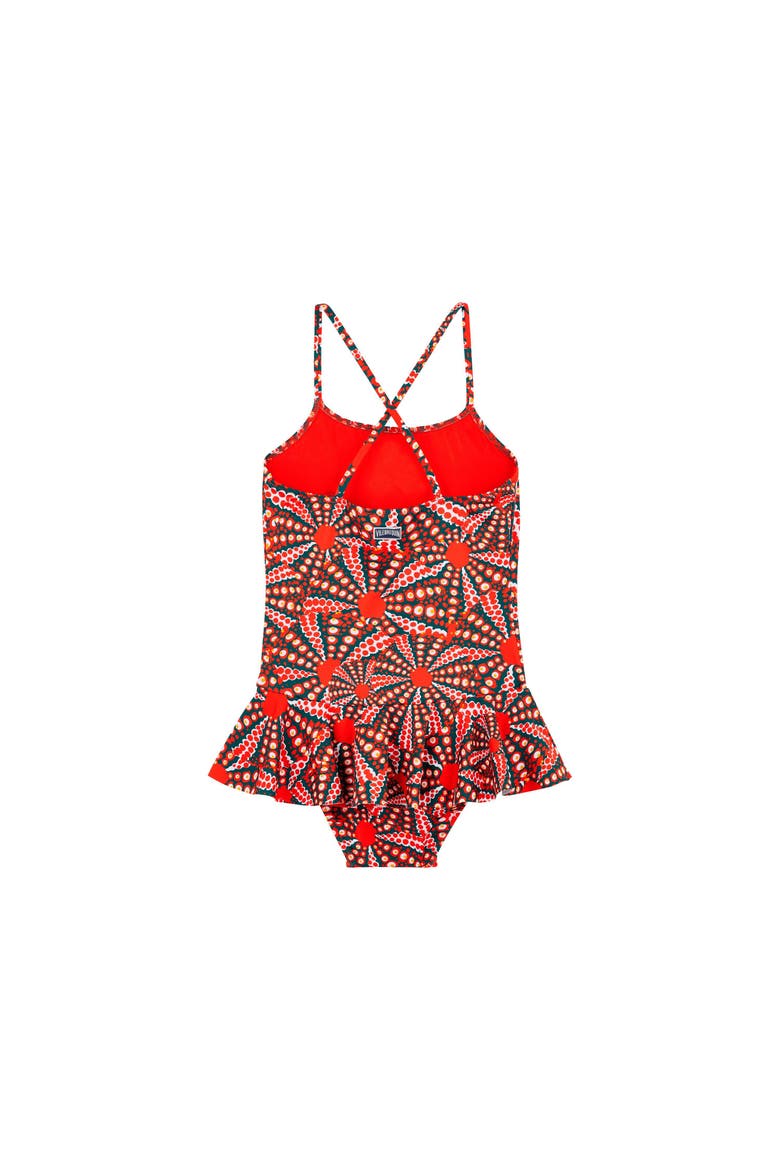 Kids' Oursinades Jersey Skirted One-Piece Swimsuit, Alternate, color, COQUELICOT