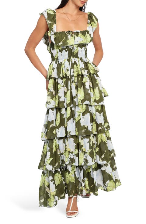 Belle Swiss Dot Tulle Tiered Maxi Dress