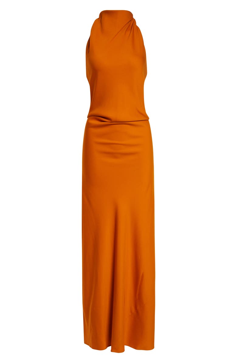 Brandon Maxwell The Ophelia Halter Neck Stretch Crepe Gown, Main, color, Sunset