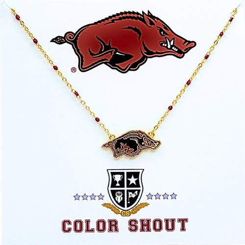 Color Shout University Of Arkansas Side Necklace In Gold