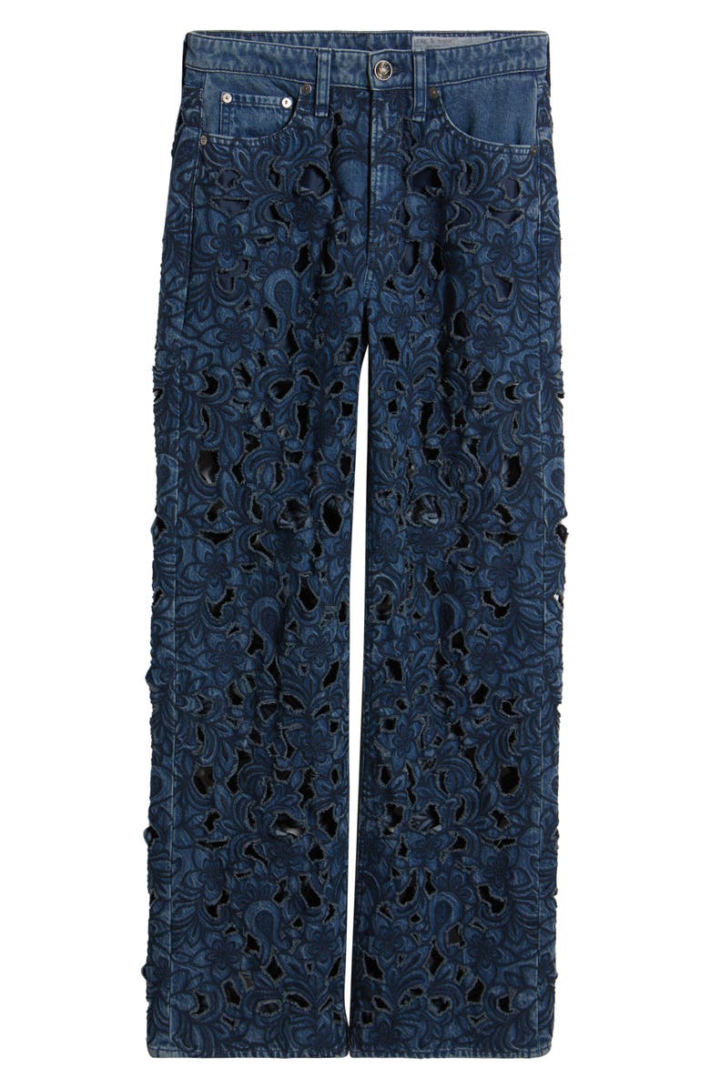rag & bone Logan Floral Cutout Mid Rise Wide Leg Jeans, Alternate, color, 