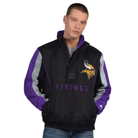 Men's Starter  Black Minnesota Vikings Thursday Night Gridiron Half-Zip Jacket