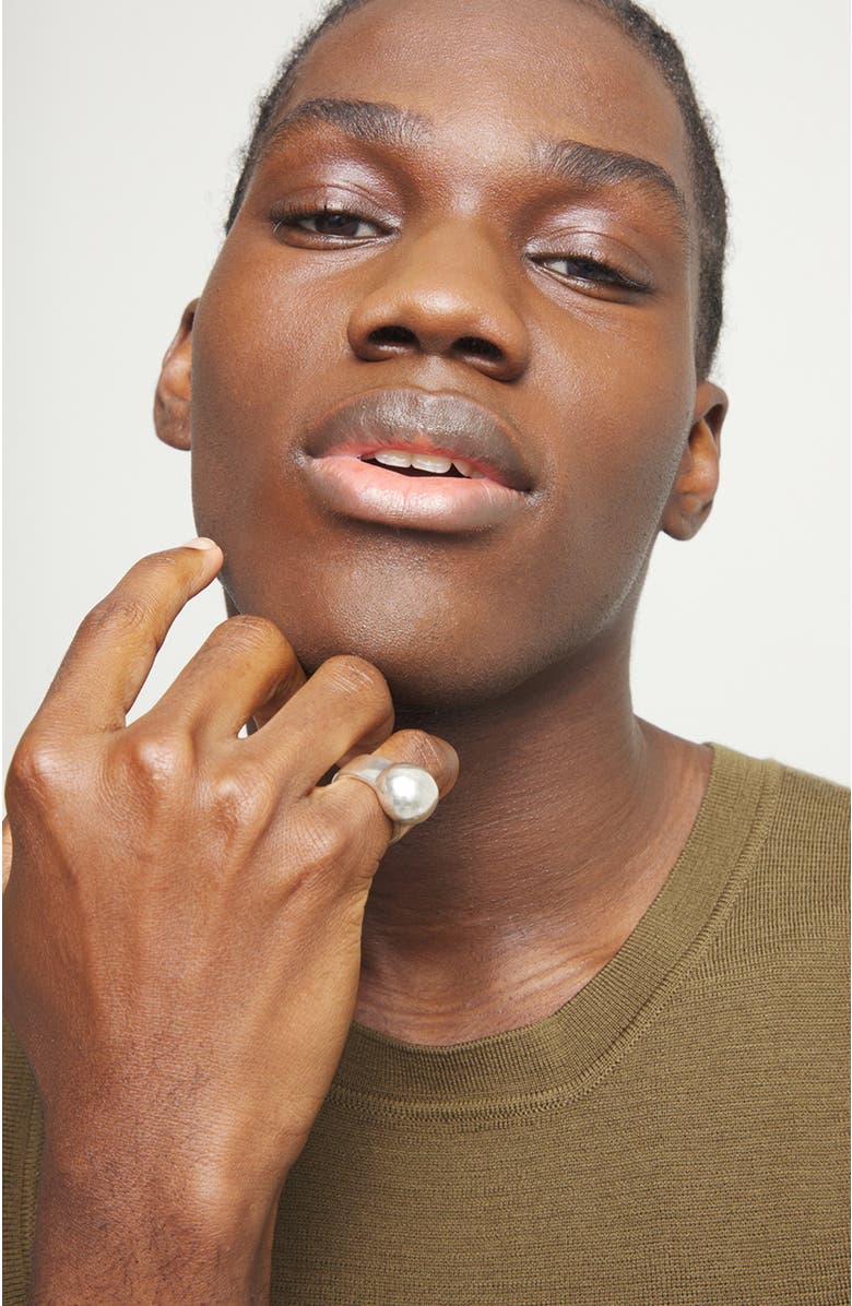 UNODE50 Sterling silver plated ring in the shape of a sphere, Alternate, color, Silver