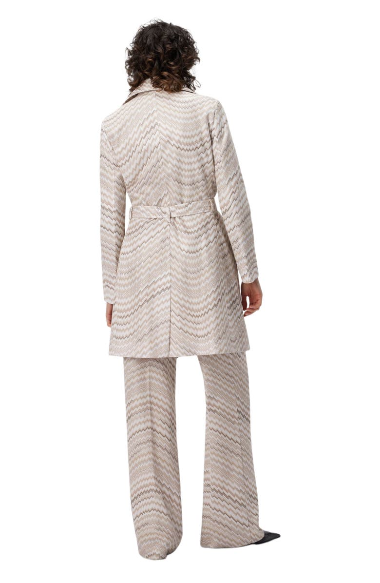 Missoni Double-breasted Trench Coat With Wavy Zigzag Pattern, Alternate, color, White & Beige