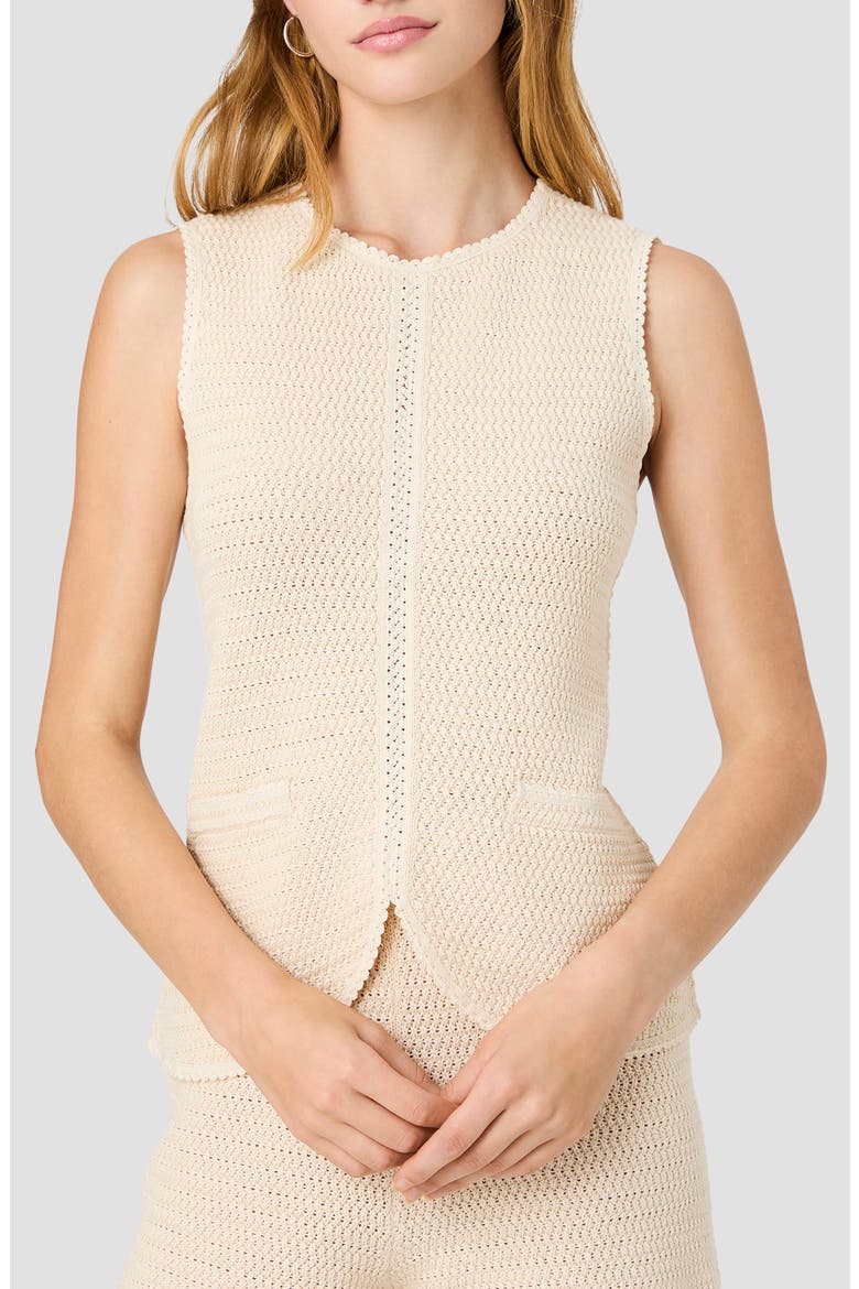 Mozart Textured Stitch Cotton Sweater Tank, Main, color, ECRU