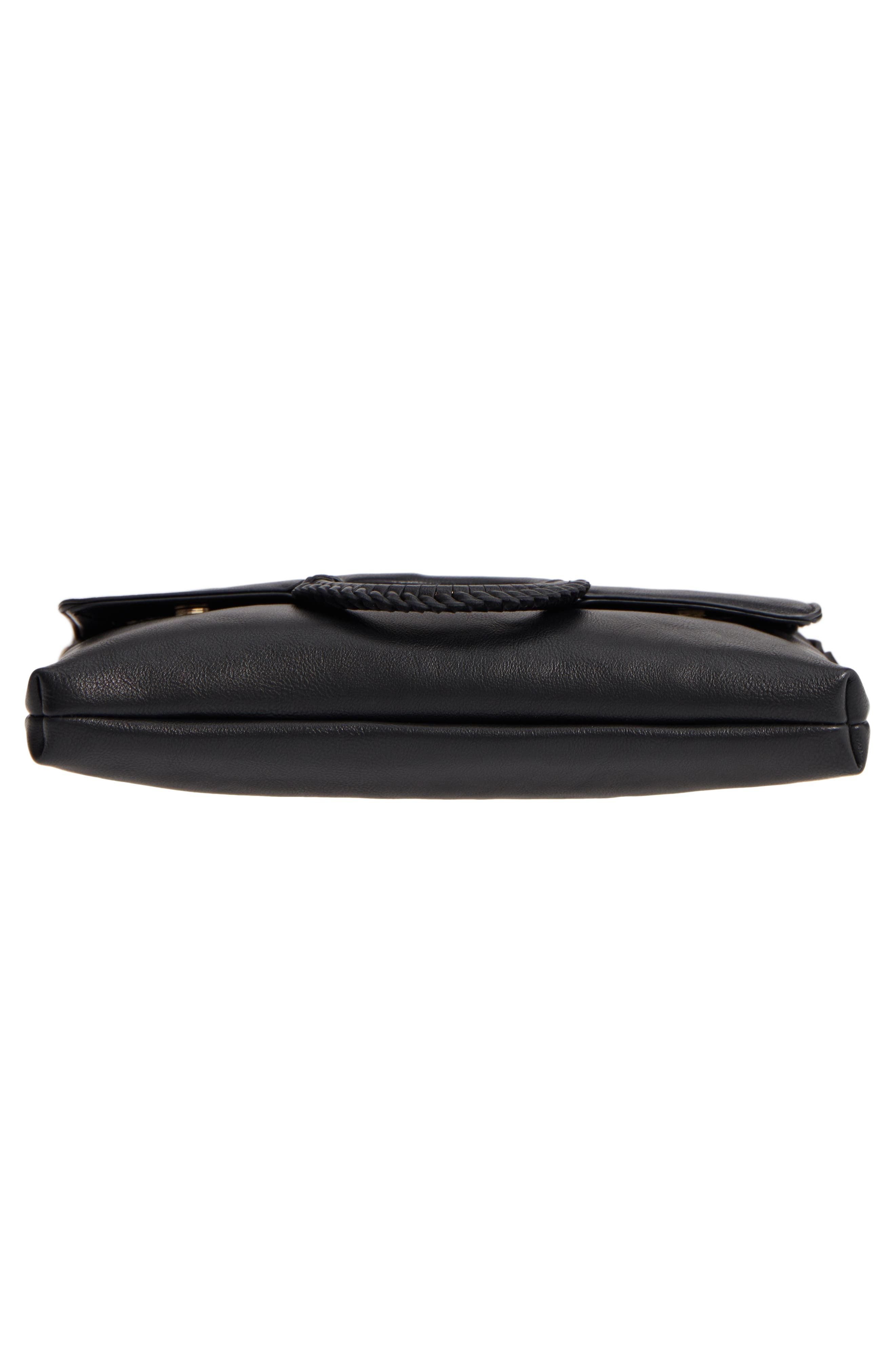 Faux Leather Clutch, Alternate, color, BLACK