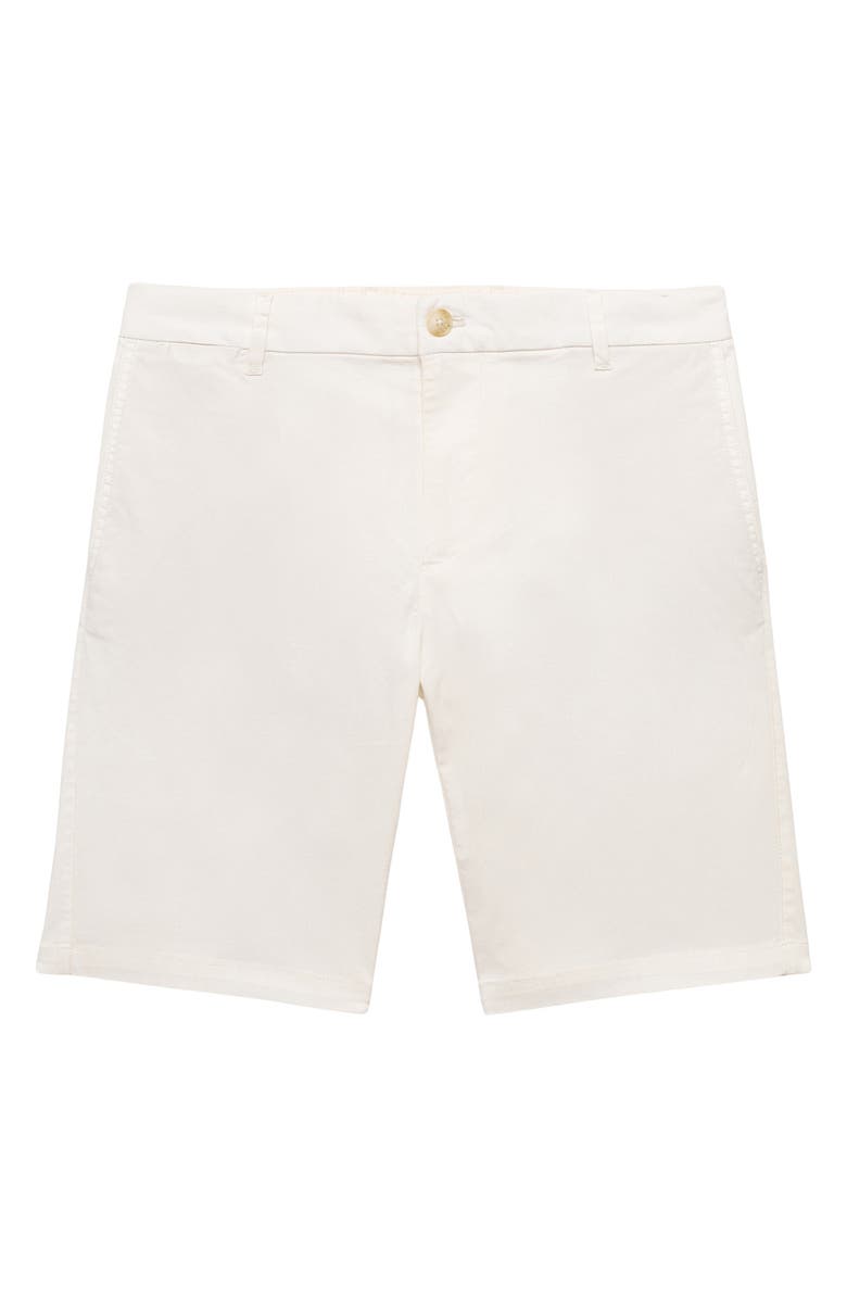 MANGO Slim Fit Flat Front Bermuda Chino Shorts, Alternate, color, White