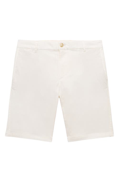 Mango Slim Fit Flat Front Bermuda Chino Shorts In White