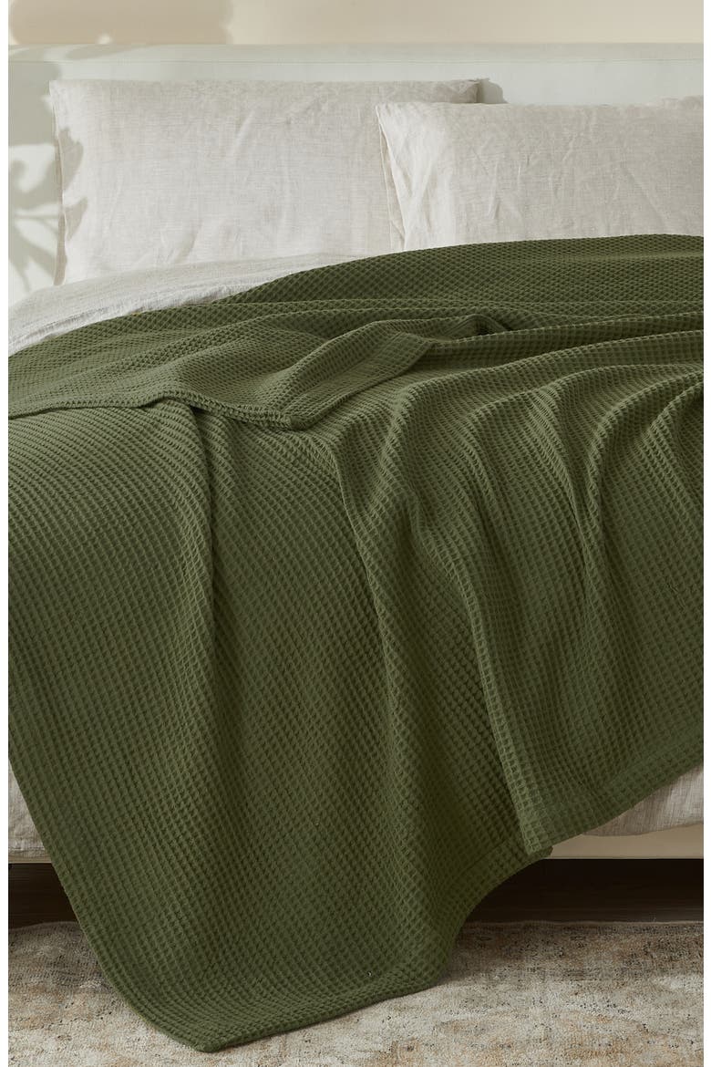 Cotton Waffle Weave Blanket, Alternate, color, OLIVE