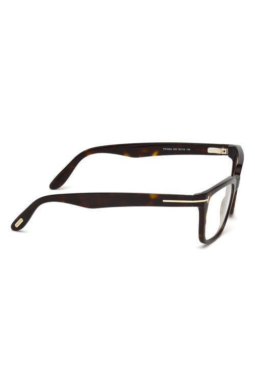 Tom Ford 52mm Geometric Optical Glasses In Shiny Classic Havana