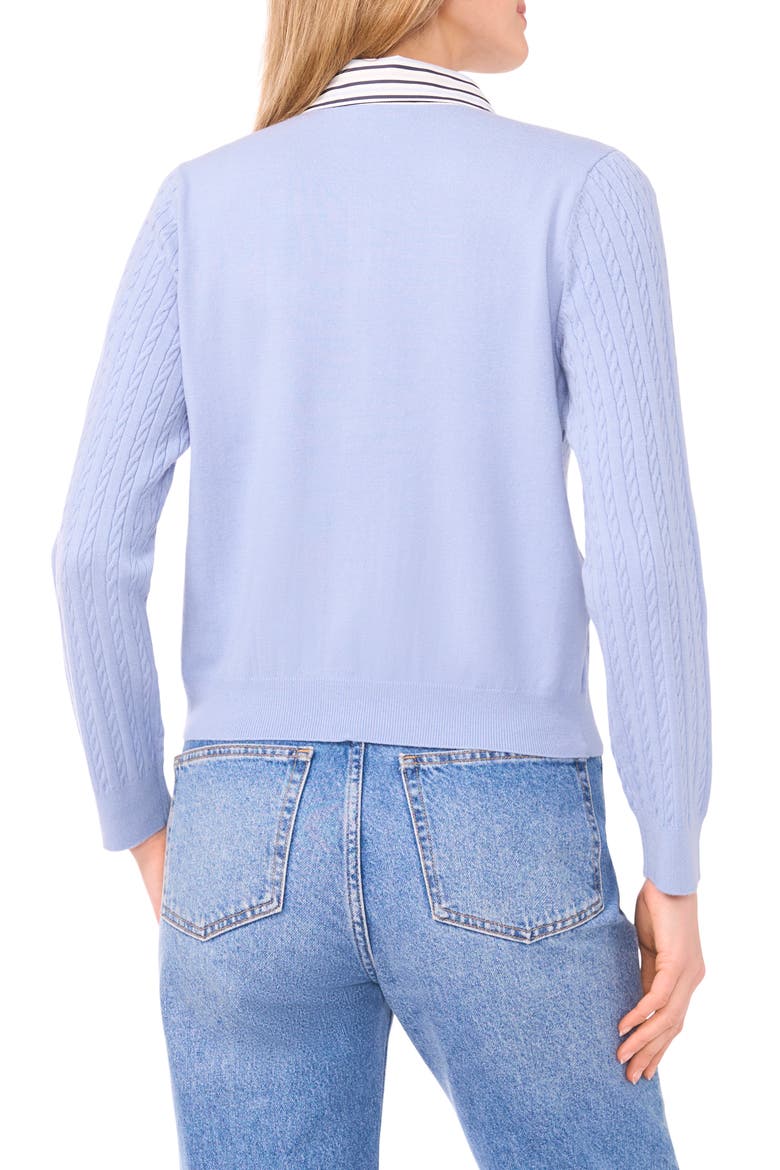 Stripe Collar Twofer Cardigan, Alternate, color, BLUE WINK