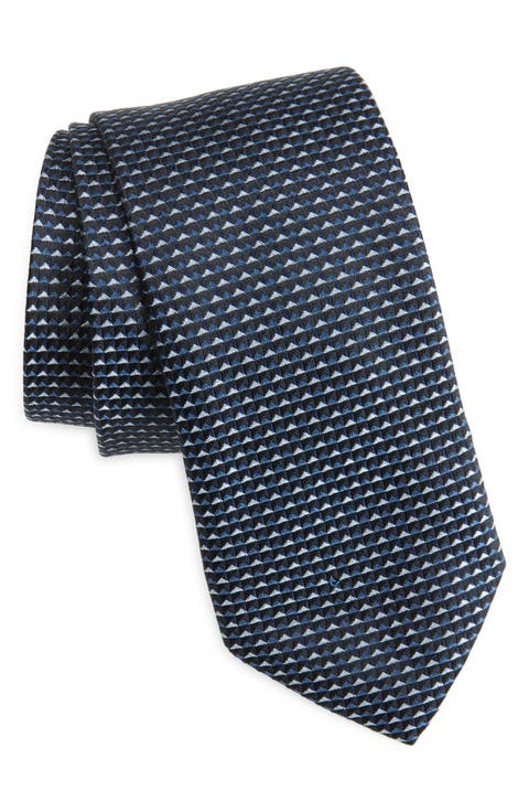 Langley Geometric Pattern Silk Jacquard Tie