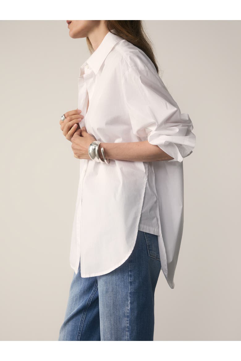 Claudia Cotton Blend Long Sleeve Shirt, Alternate, color, White