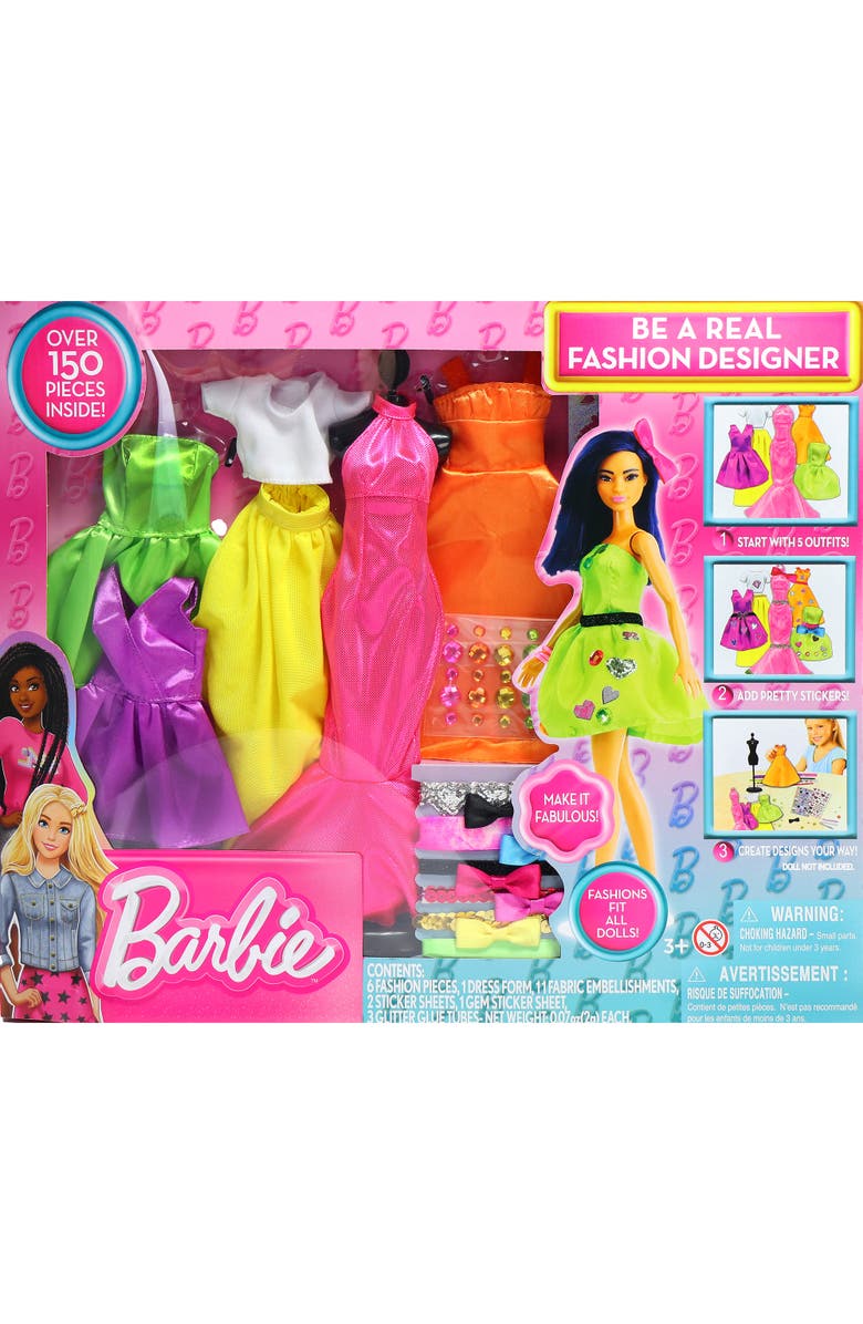 Barbie Be a Fashion Designer Doll Dress Up Kit, 5 Outfits, Main, color, Multicolored
