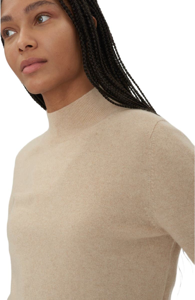 GOBI Mongolian Cashmere Essential Cashmere Mock Neck Sweater, Alternate, color, Beige