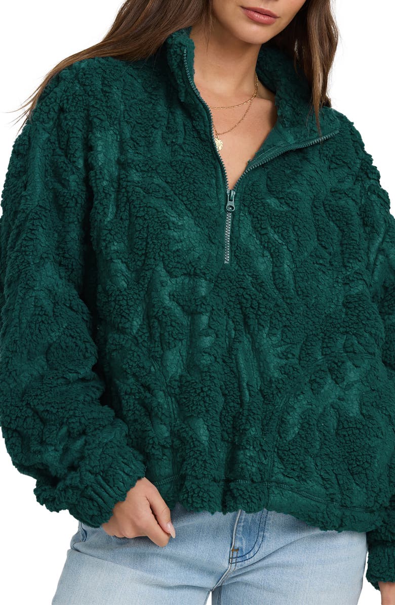 Billabong All the Time High Pile Fleece Quarter Zip Pullover, Alternate, color, Summer Gold