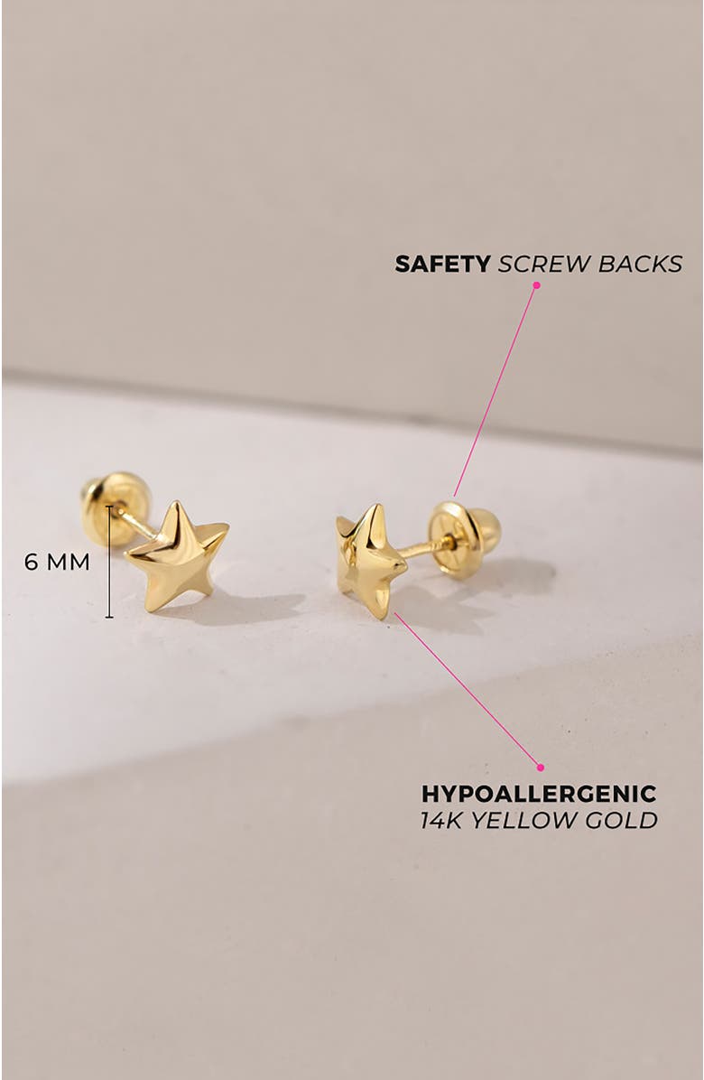 In Season Jewelry 14k Puffed Star Earrings, Alternate, color, Gold
