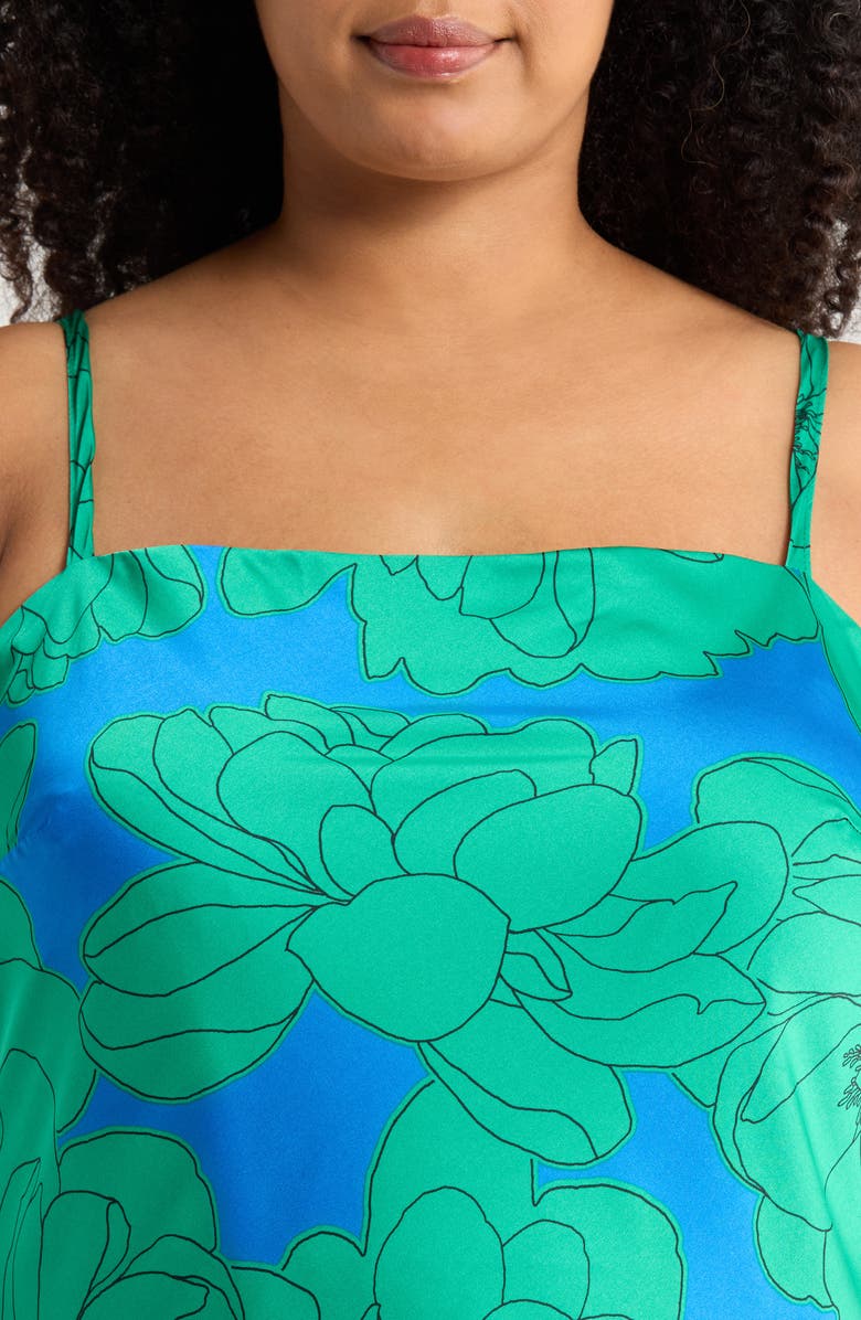 SUGARLIPS Morgany Floral Stretch Satin Maxi Dress, Alternate, color, Blue-Green