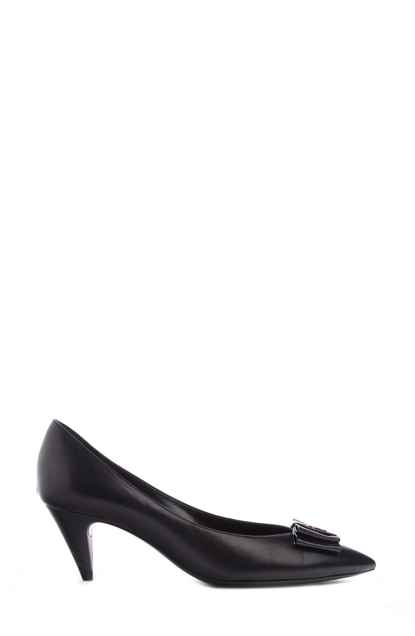 Saint Laurent Pierrot Monogram Bow Pointed Toe Pump, Alternate, color, 