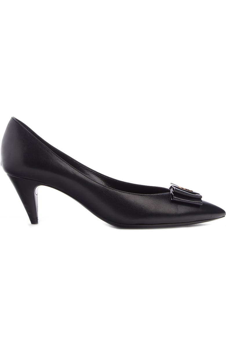 Saint Laurent Pierrot Monogram Bow Pointed Toe Pump, Alternate, color,