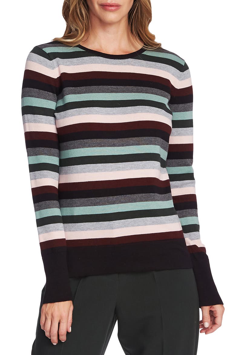 Stripe Sweater, Main, color, RICH BLACK