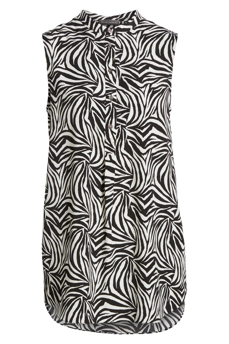Zebra Print Tunic Top, Alternate, color, RICH BLACK