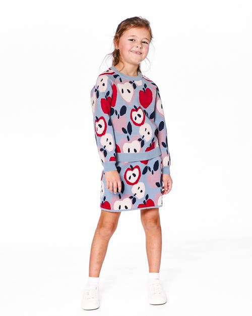 Deux Par Deux Knit Skirt With Apple Heart Jacquard In Gray